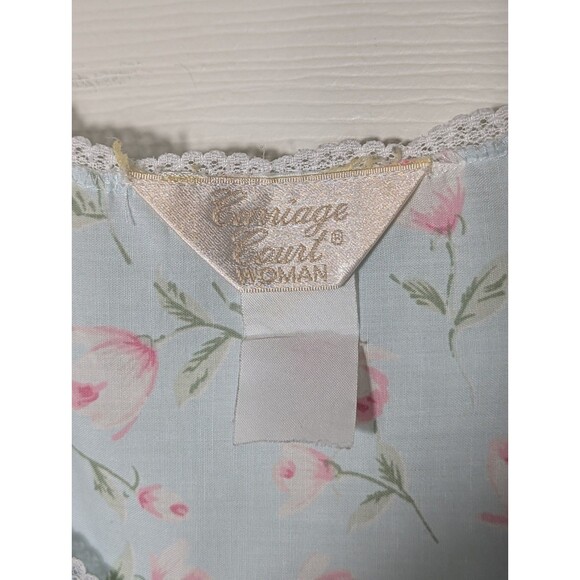 VTG Carriage Court Nightgown & House Robe 2X Blue Pink Floral Eyelet Lace Ribbon - Picture 15 of 15